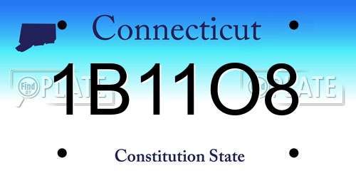 1B11O8 Connecticut License Plate