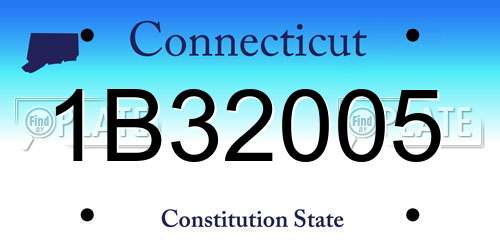 1B32005 Connecticut License Plate