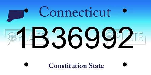 1B36992 Connecticut License Plate
