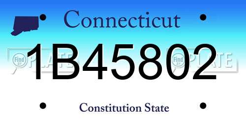 1B45802 Connecticut License Plate