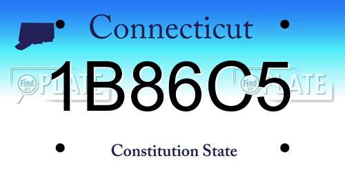 1B86C5 Connecticut License Plate