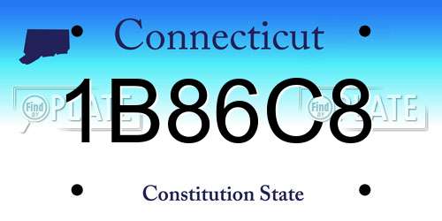1B86C8 Connecticut License Plate