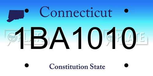 1BA1010 Connecticut License Plate