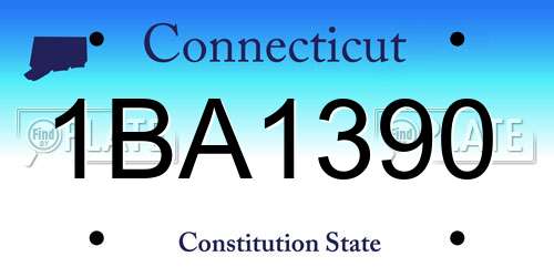 1BA1390 Connecticut License Plate