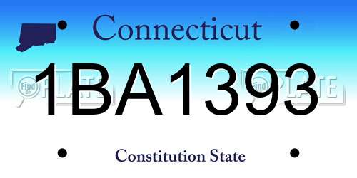 1BA1393 Connecticut License Plate