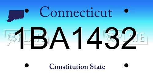 1BA1432 Connecticut License Plate