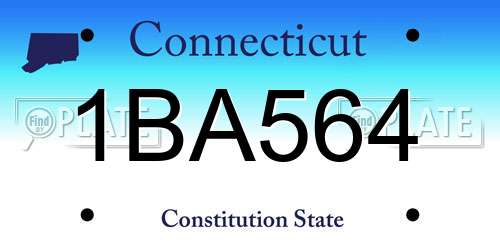 1BA564 Connecticut License Plate