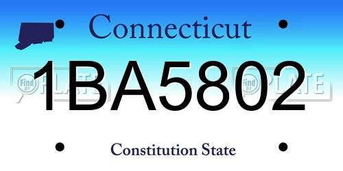1BA5802 Connecticut License Plate