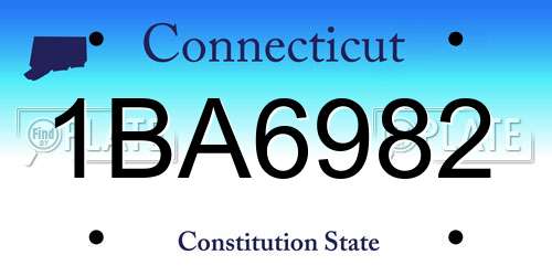 1BA6982 Connecticut License Plate
