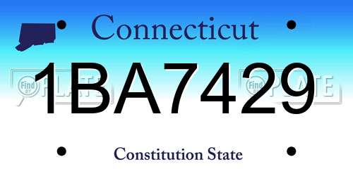 1BA7429 Connecticut License Plate
