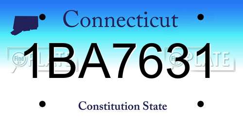 1BA7631 Connecticut License Plate