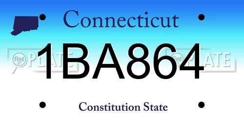1BA864 Connecticut License Plate