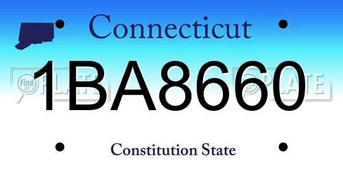 1BA8660 Connecticut License Plate