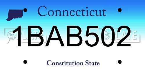 1BAB502 Connecticut License Plate