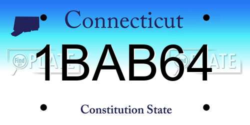 1BAB64 Connecticut License Plate