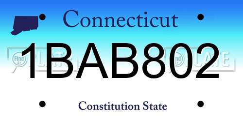 1BAB802 Connecticut License Plate