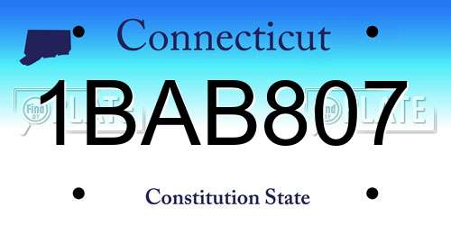 1BAB807 Connecticut License Plate