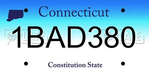 1BAD380 Connecticut License Plate