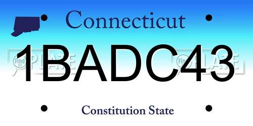 1BADC43 Connecticut License Plate