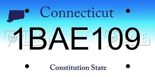 1BAE109 Connecticut License Plate