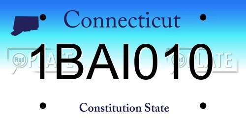 1BAI010 Connecticut License Plate