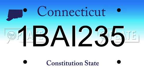 1BAI235 Connecticut License Plate