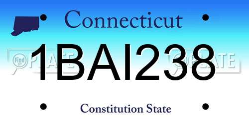 1BAI238 Connecticut License Plate