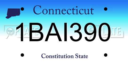 1BAI390 Connecticut License Plate