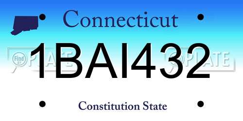 1BAI432 Connecticut License Plate