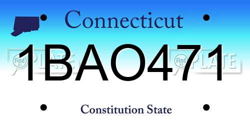 1BAO471 Connecticut License Plate