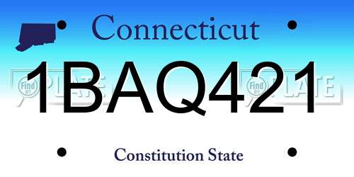 1BAQ421 Connecticut License Plate