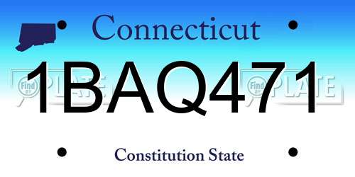 1BAQ471 Connecticut License Plate