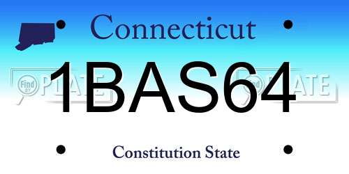1BAS64 Connecticut License Plate