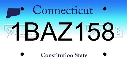 1BAZ158 Connecticut License Plate