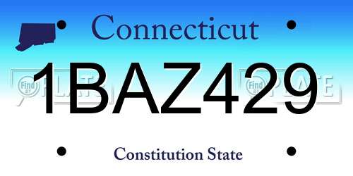 1BAZ429 Connecticut License Plate