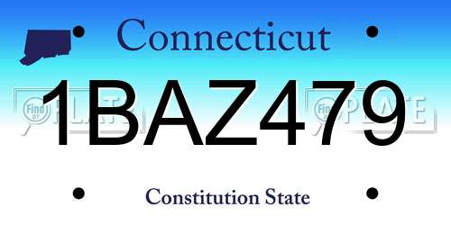 1BAZ479 Connecticut License Plate
