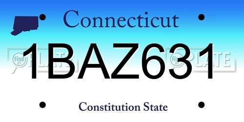1BAZ631 Connecticut License Plate