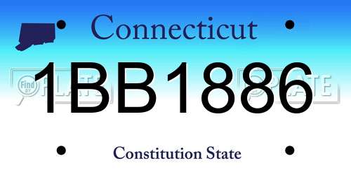 1BB1886 Connecticut License Plate