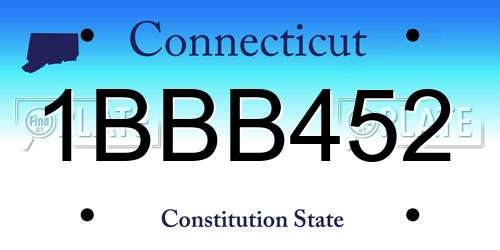 1BBB452 Connecticut License Plate