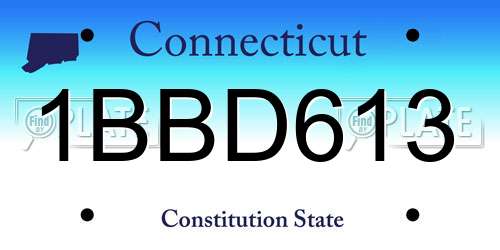 1BBD613 Connecticut License Plate