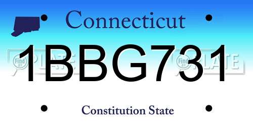1BBG731 Connecticut License Plate