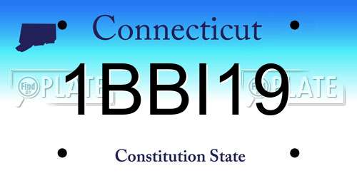 1BBI19 Connecticut License Plate