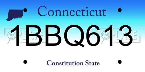 1BBQ613 Connecticut License Plate
