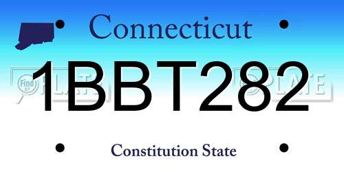 1BBT282 Connecticut License Plate