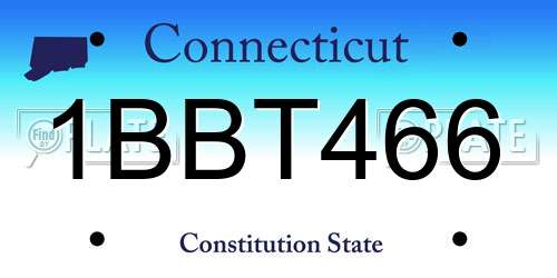 1BBT466 Connecticut License Plate