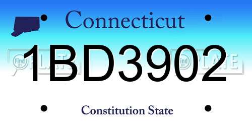 1BD3902 Connecticut License Plate