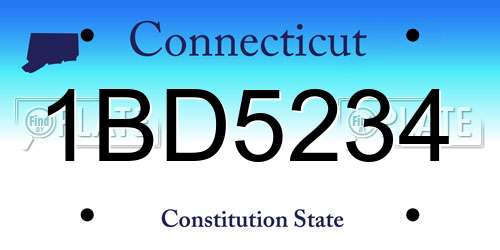 1BD5234 Connecticut License Plate