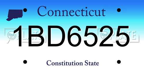 1BD6525 Connecticut License Plate