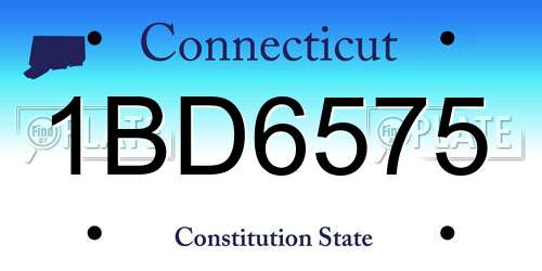 1BD6575 Connecticut License Plate