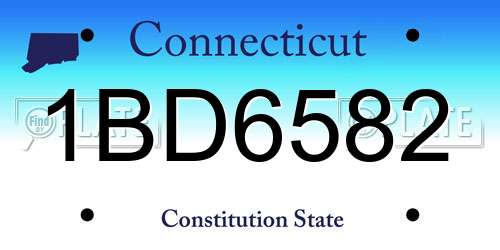 1BD6582 Connecticut License Plate